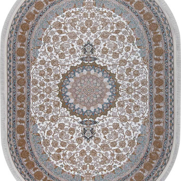 Иранский ковер овальный Iran Mashad 1200 G129 (Акрил, серый, кремовый)